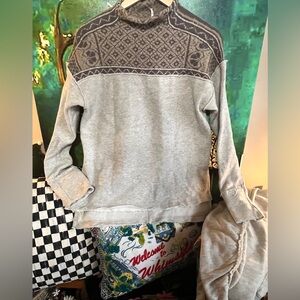 Free People High Neck Sweater Sweatshirt Sz S Neutral Grey